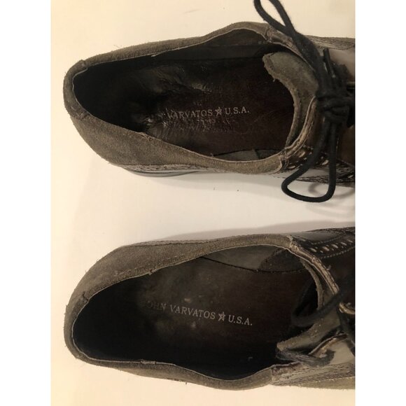 john varvatos men\'s gray leather suede dress shoes size: 9M main image 3